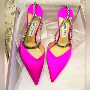 NEW JIMMY CHOO Women's Pink Saeda 100 Heels in size 40